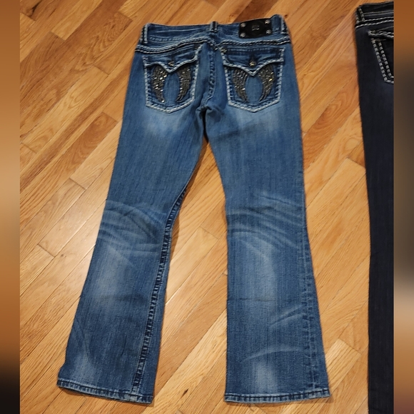 2PC SIZE 30 MISS ME BLING WINGS WHITE STITCHING BOOT & BLACK WHITE STITCHING - Picture 4 of 16